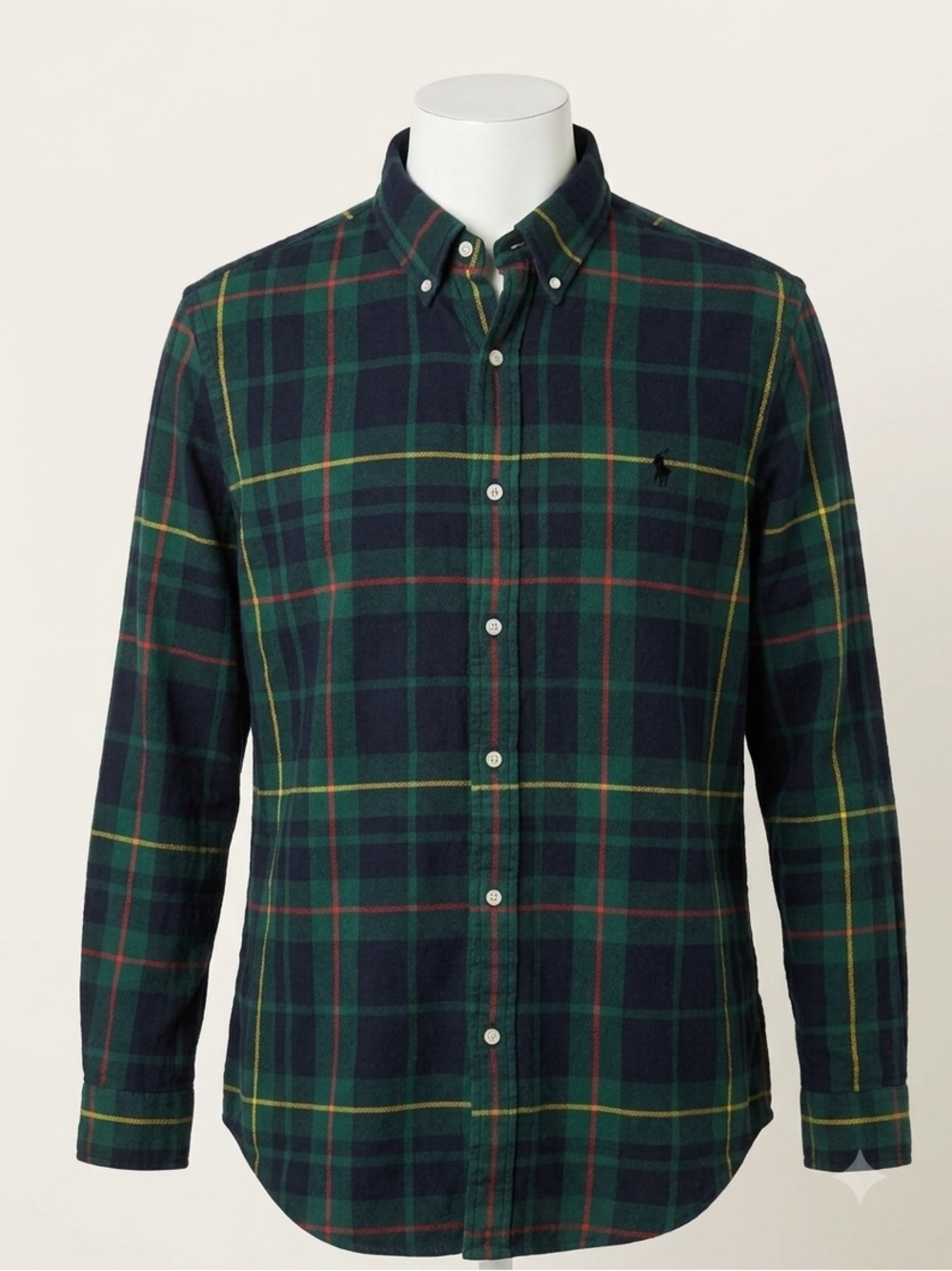 Polo Ralph Lauren Flannel Shirt Mens XXL Classic Fit Green Plaid Heavy Cotton
